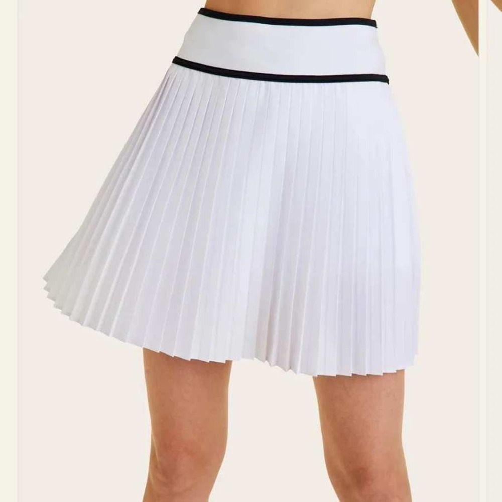 Alala skort white pleats athletic designer minimalist black trim logo Med euc